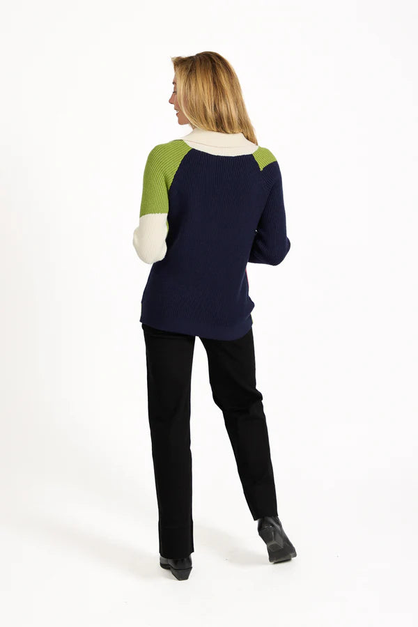 Mudflower 678 Colour Block Jumper with Collar