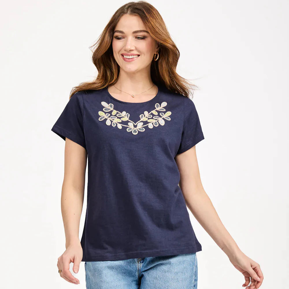 Mudflower Beaded Floral T shirt