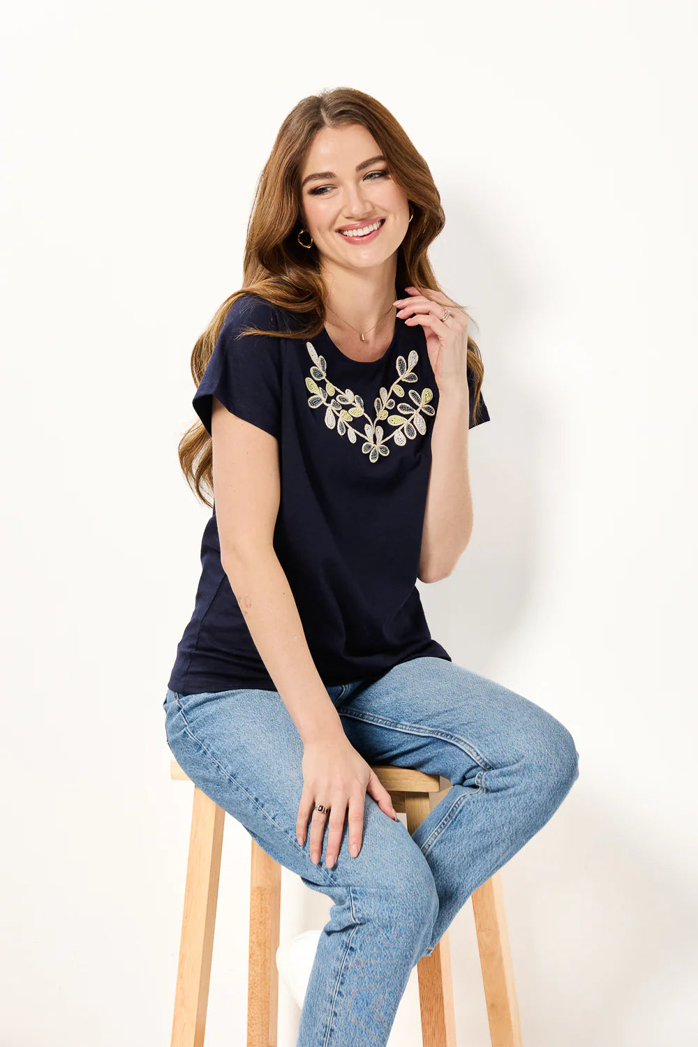 Mudflower Beaded Floral T shirt