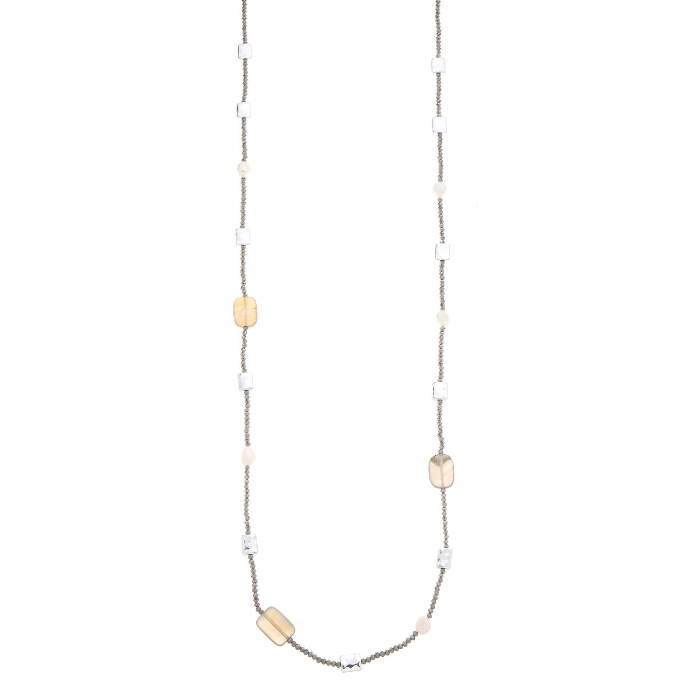 Park Lane Silver Plated Grey Bead Necklace