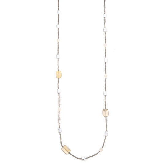 Park Lane Silver Plated Grey Bead Necklace