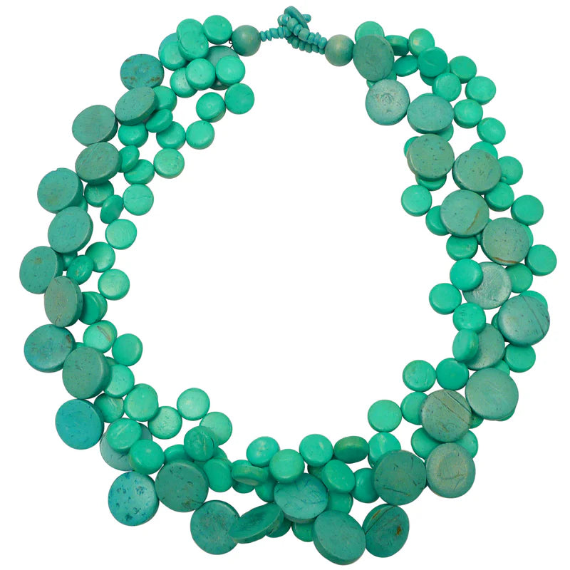 Lotus Feet NC3002 Turquoise Blue Multi Row Necklace