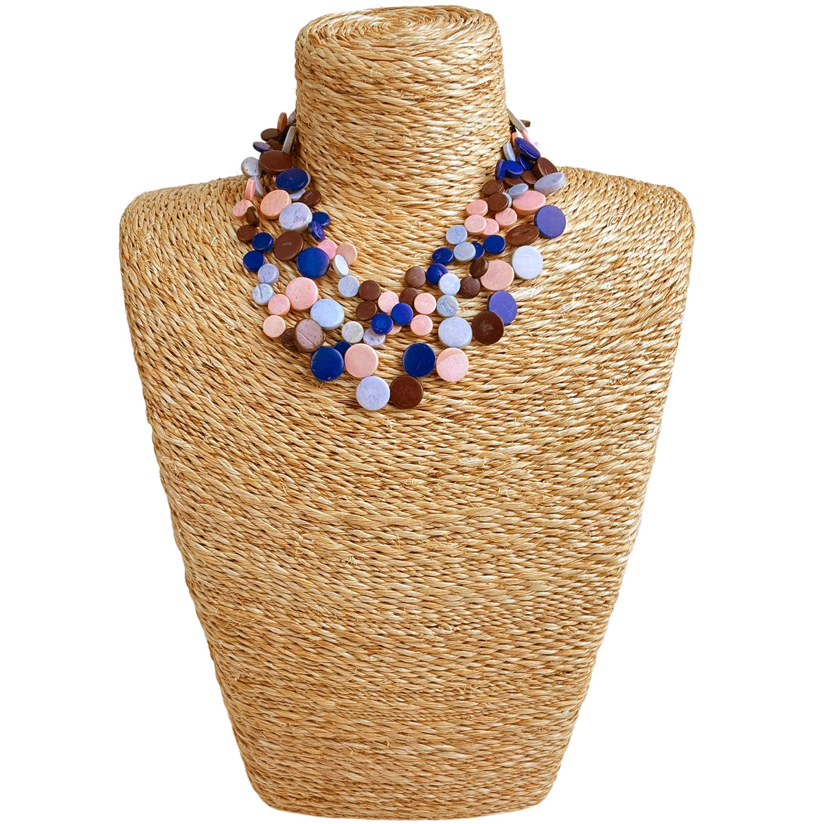 Lotus Feet NC3017 Blue Pink Brown Mix Necklace