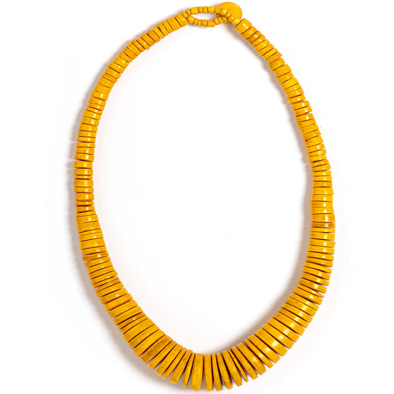 Lotus Feet NK601 Mustard Yellow Coconut Bead Necklace