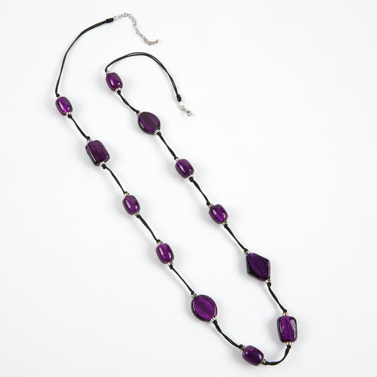 Dante Purple bead long necklace