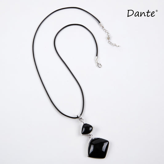 Dante Black Pendant on Long Rope Necklace NL48702