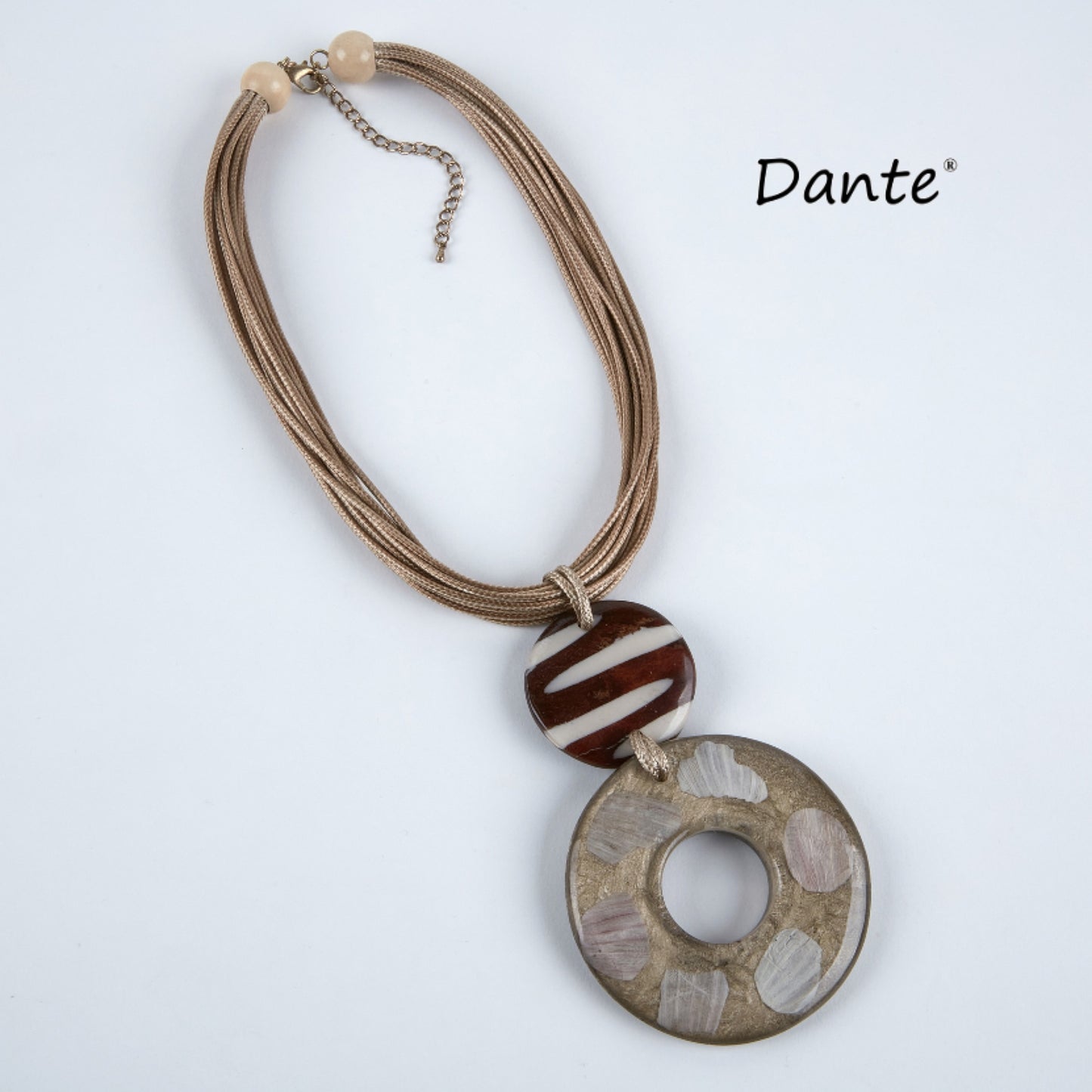 Dante Corded Beige Necklace with Large Pendant