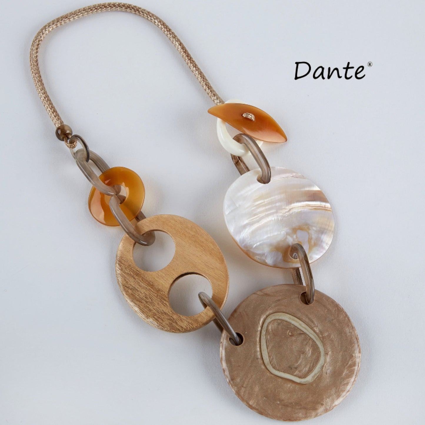 Dante Mocha and Tan Disc Necklace NL5931