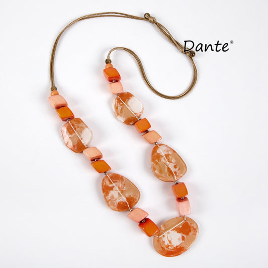 Dante NL70269 Orange Bead Long Necklace