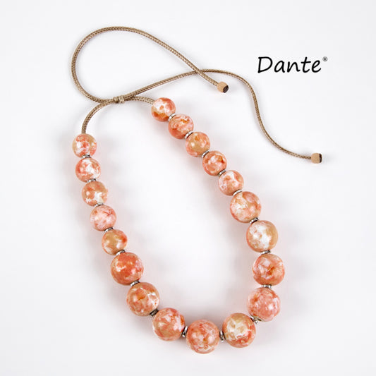 Dante NL70270 Peach Marbled Bead Necklace
