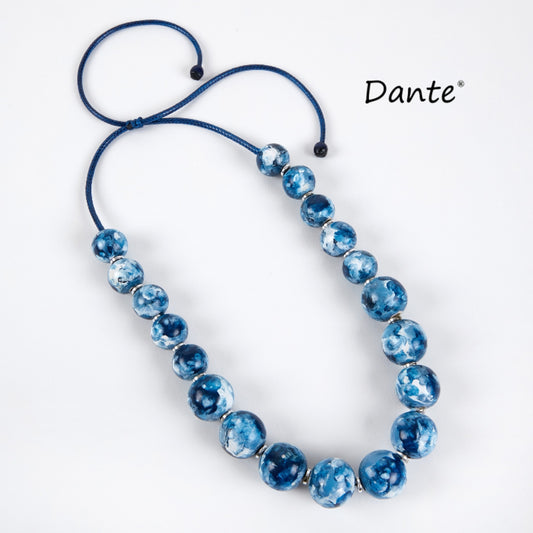 Dante NL70277 Blue Marbled Cord Necklace