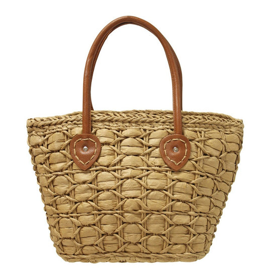 Envy Camel Peony Straw Basket Bag