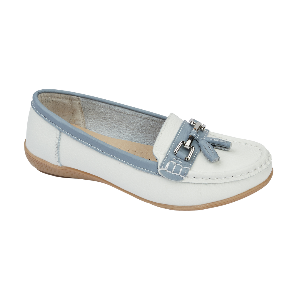 Jo & Joe Seafairer White/Baby Blue Leather Pump