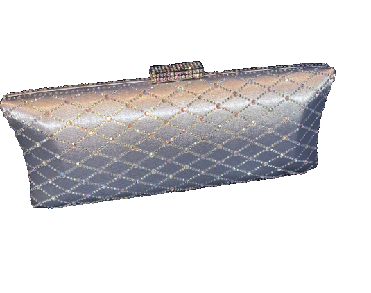 Koko TL2879 Silver Diamante Box Clutch Bag