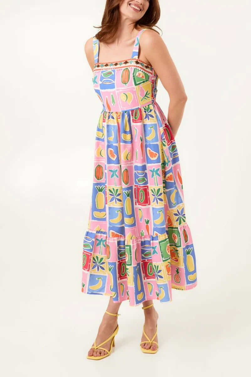 Strappy Dress Fruit Print