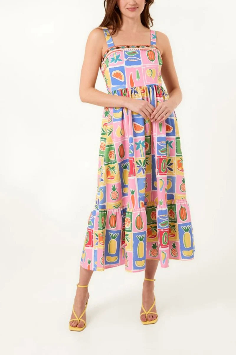Strappy Dress Fruit Print
