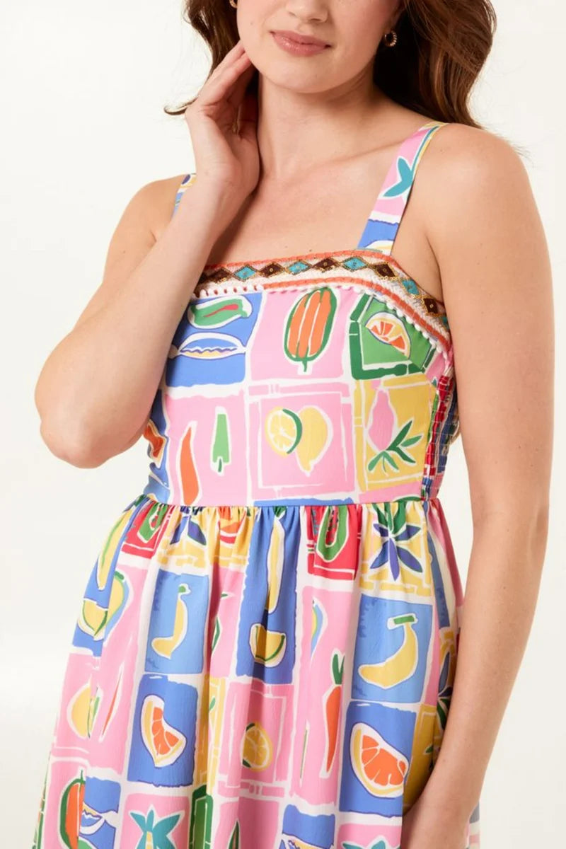 Strappy Dress Fruit Print