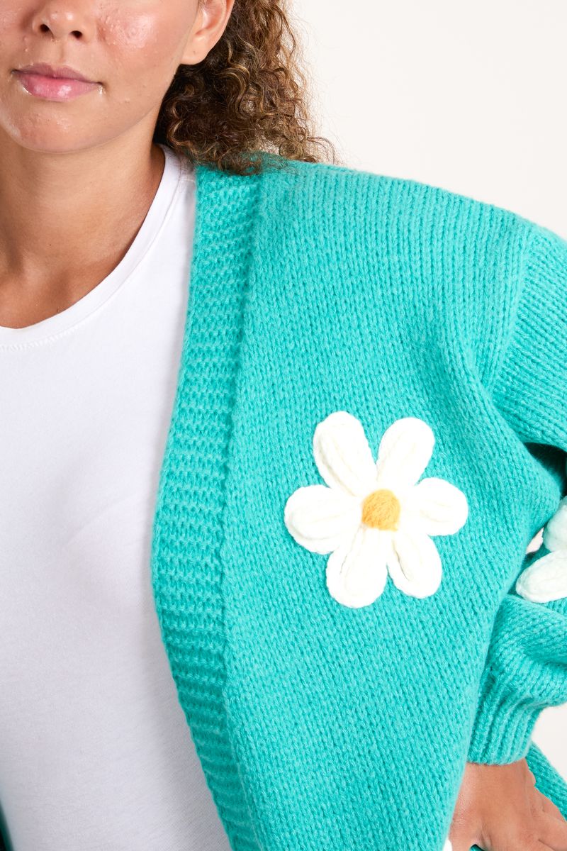 Wild Flower Daisy Cardigan Green