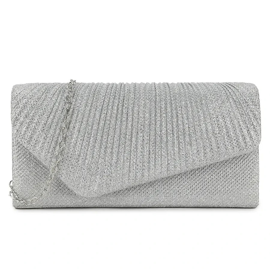 Silver glitter clutch bag sales