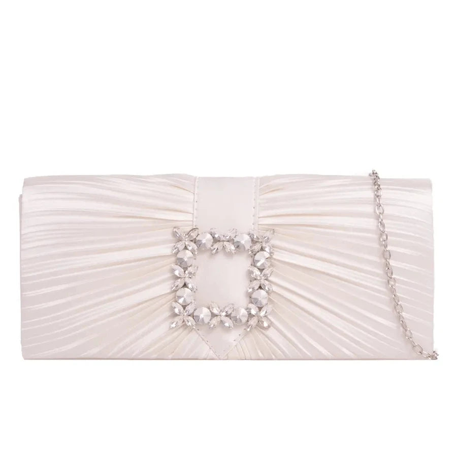 Koko Ivory Satin Clutch Bag