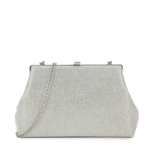 Koko Z3029 Silver Diamante Clutch Bag