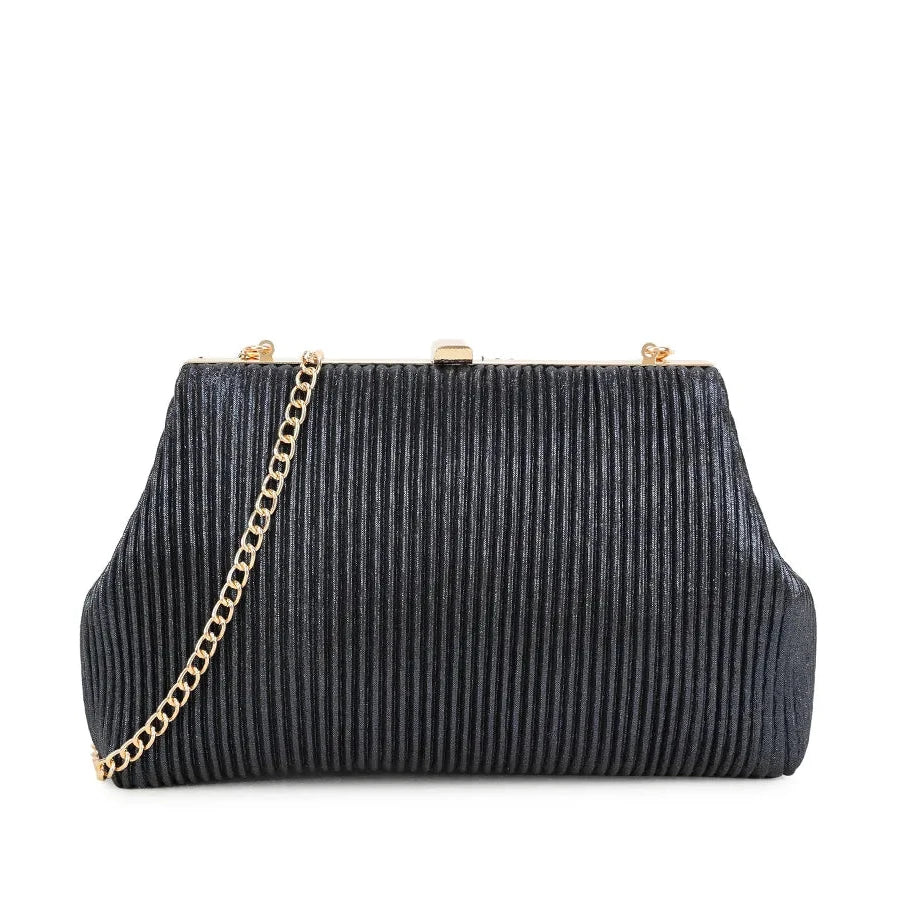 Koko Navy Gathered Metallic Clutch Bag