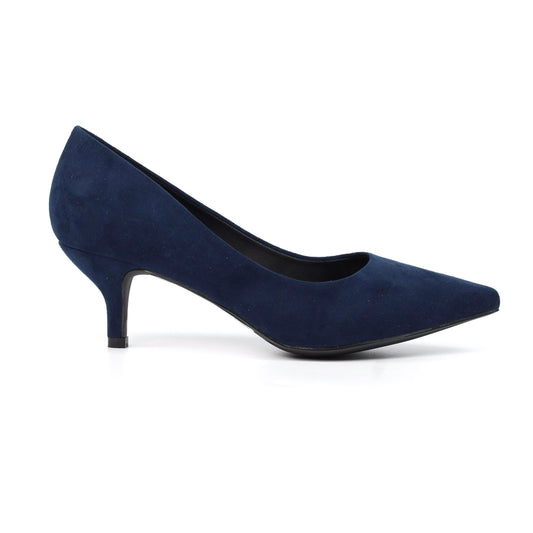 Lunar FLY001 Abby Navy Suedette Kitten Heel Shoe