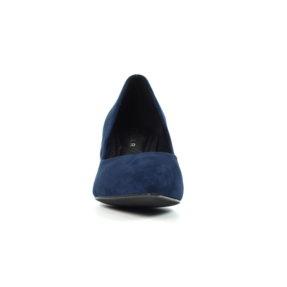 Lunar FLY001 Abby Navy Suedette Kitten Heel Shoe