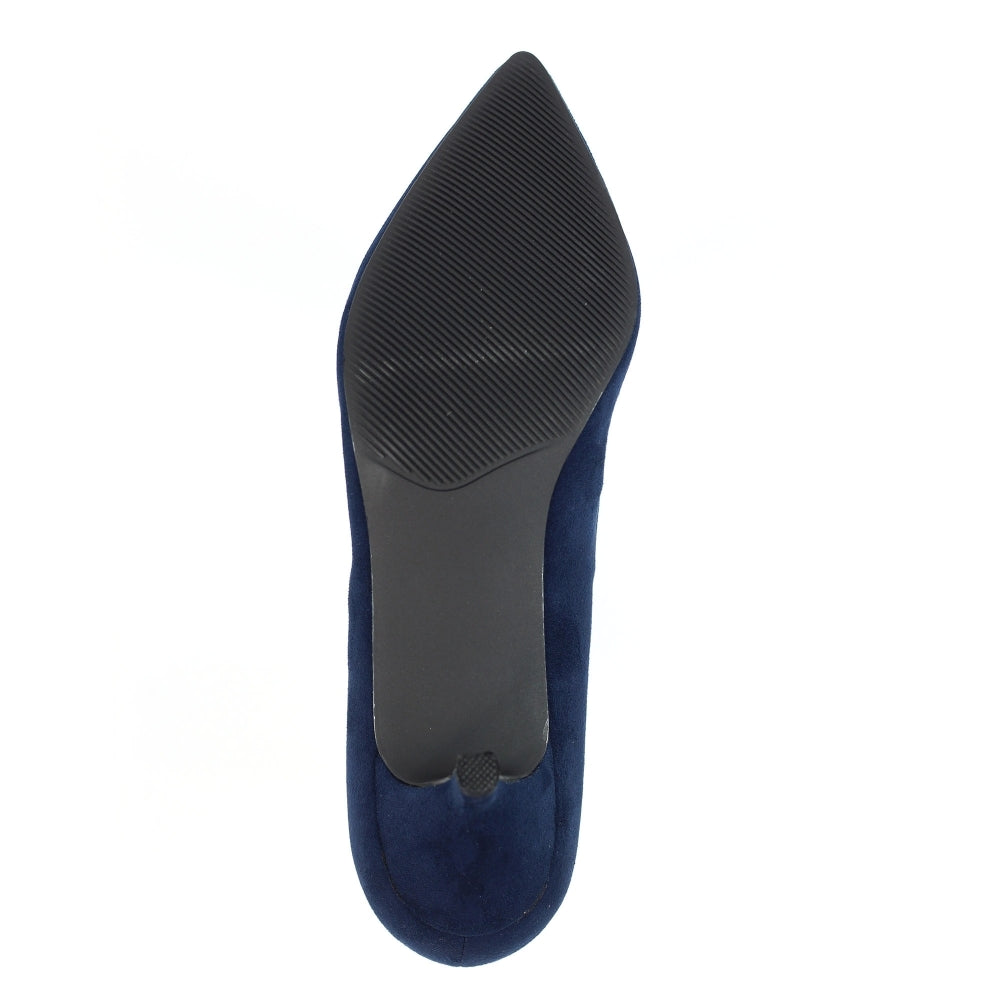 Lunar FLY001 Abby Navy Suedette Kitten Heel Shoe