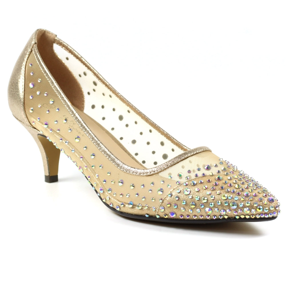 Lunar Alisha Gold Low Heeled Court Shoe