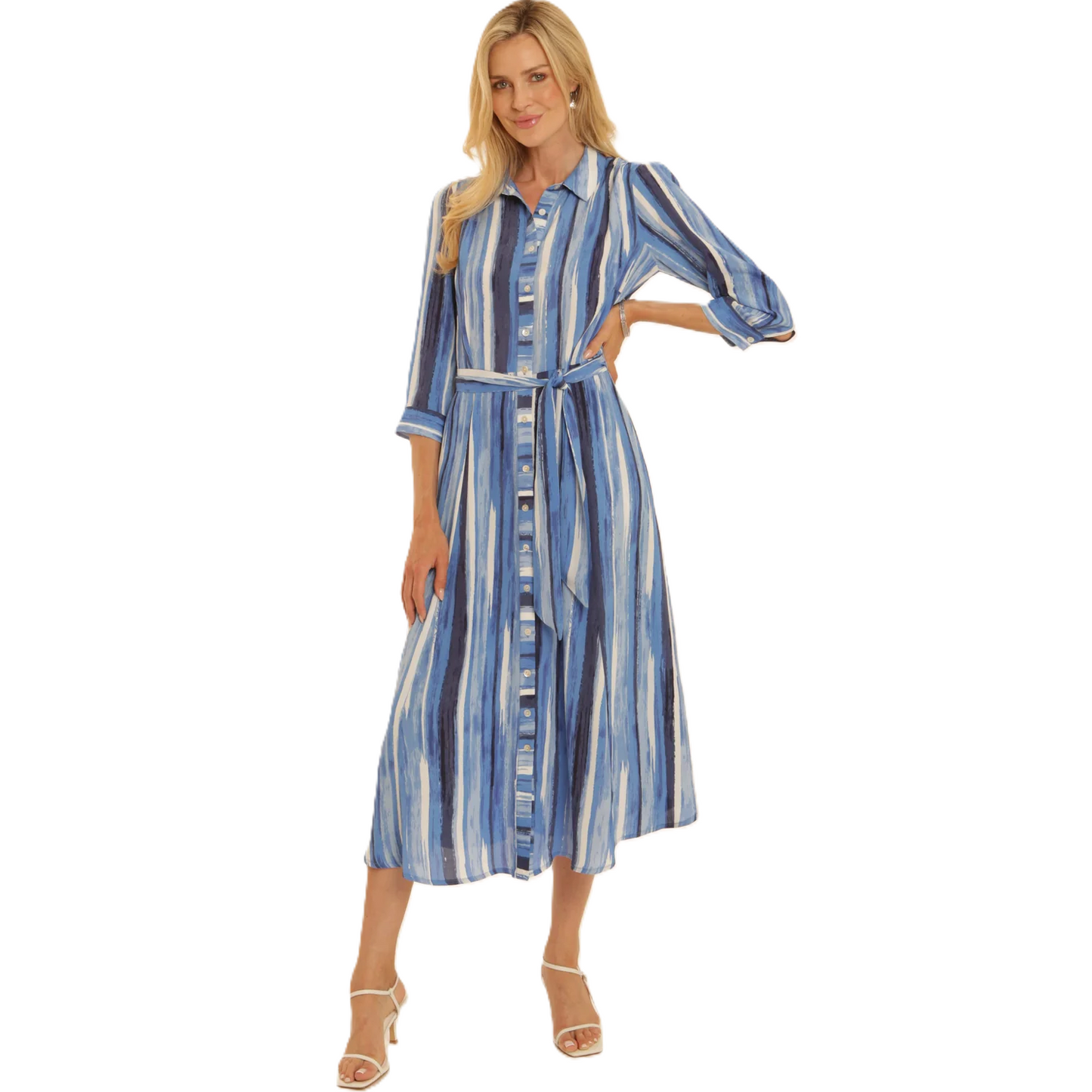 Pomodoro 42615 Stripe Shirt Dress