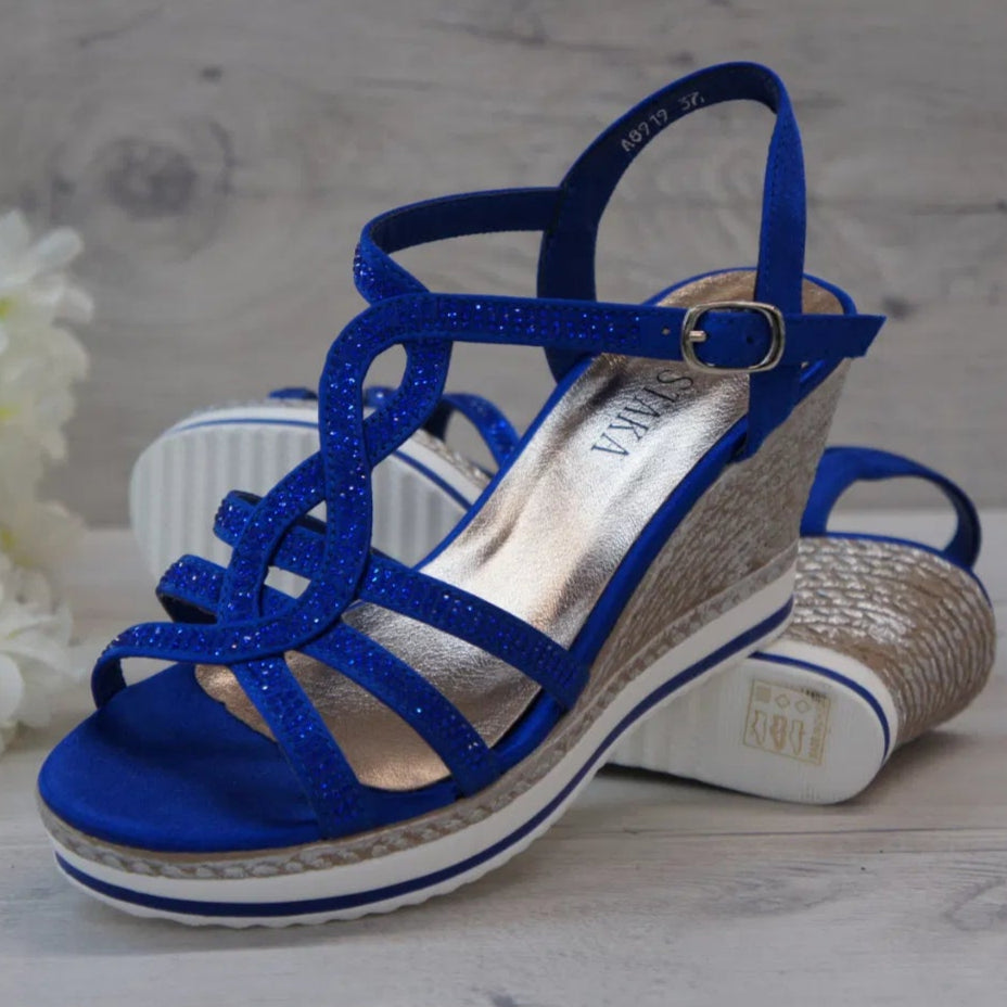 Top Staka Glitter Wedge Buckle Sandal