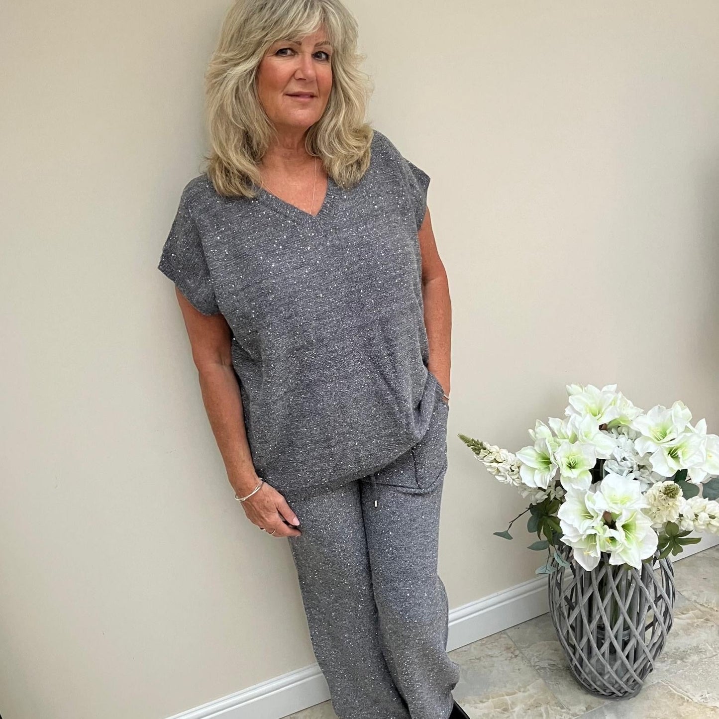 Malissa J Sequin Knit Trousers