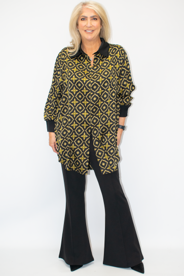 Malissa J Multi Woven Printed Shirt with Solid Cuffs and Collar