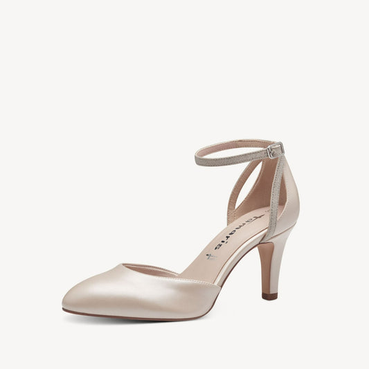 Tamaris Shimmer Rose Pearl Court Shoe with Sparkle Strap