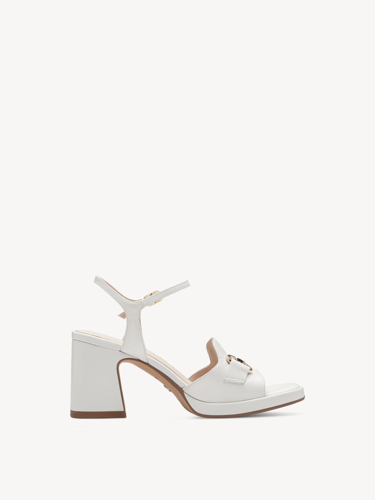 Tamaris White Leather Heeled Sandal