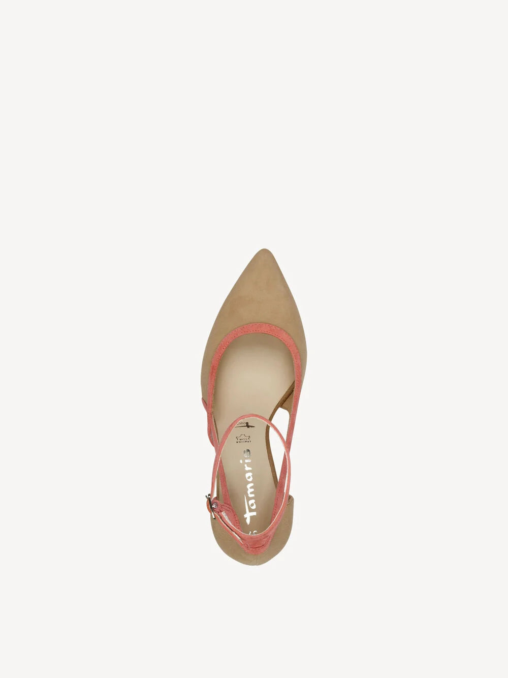 Tamaris 1-22436-44 Tan & Coral Leather Court Shoe with Ankle Strap