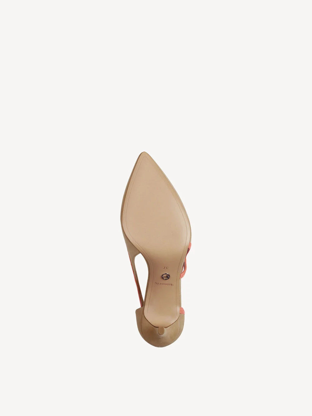 Tamaris 1-22436-44 Tan & Coral Leather Court Shoe with Ankle Strap
