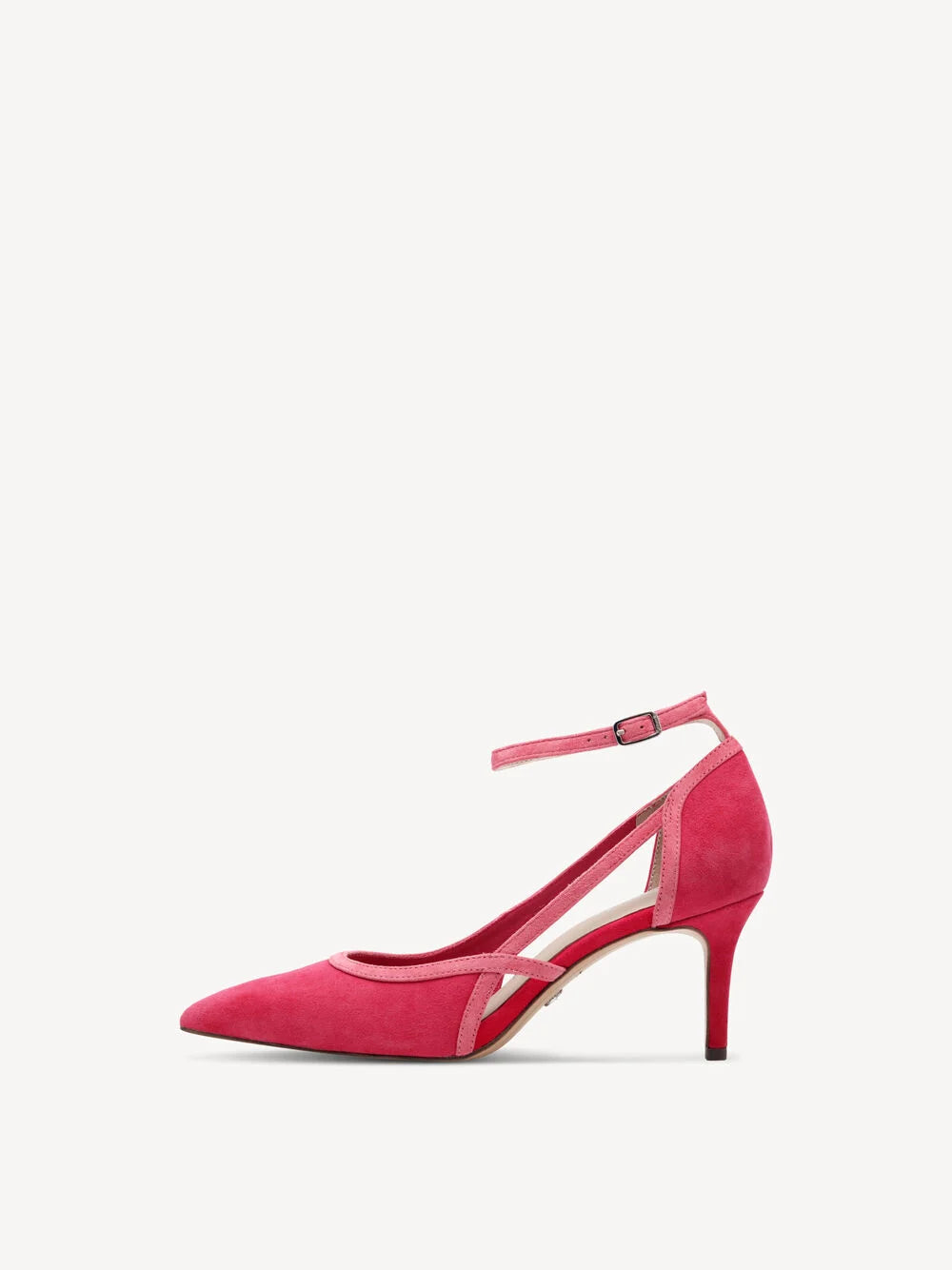 Tamaris 1-22436-44 Cerise Pink Mix Court Shoe with Ankle Strap