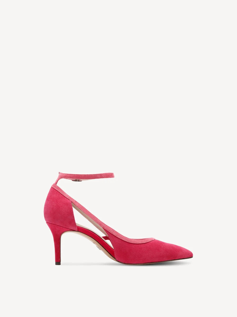 Tamaris 1-22436-44 Cerise Pink Mix Court Shoe with Ankle Strap