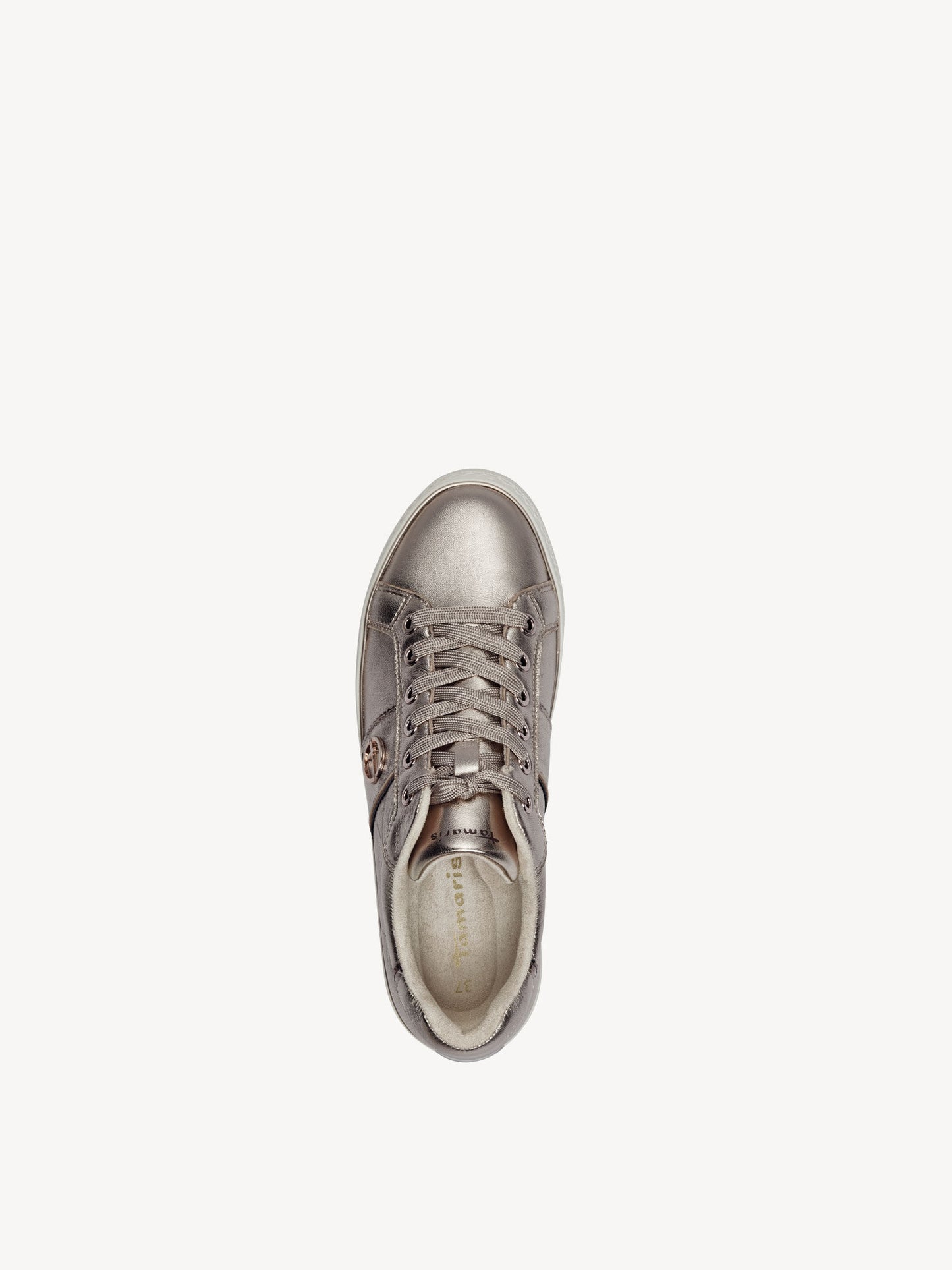 Tamaris Metallic Light Gold Lace Up Trainer