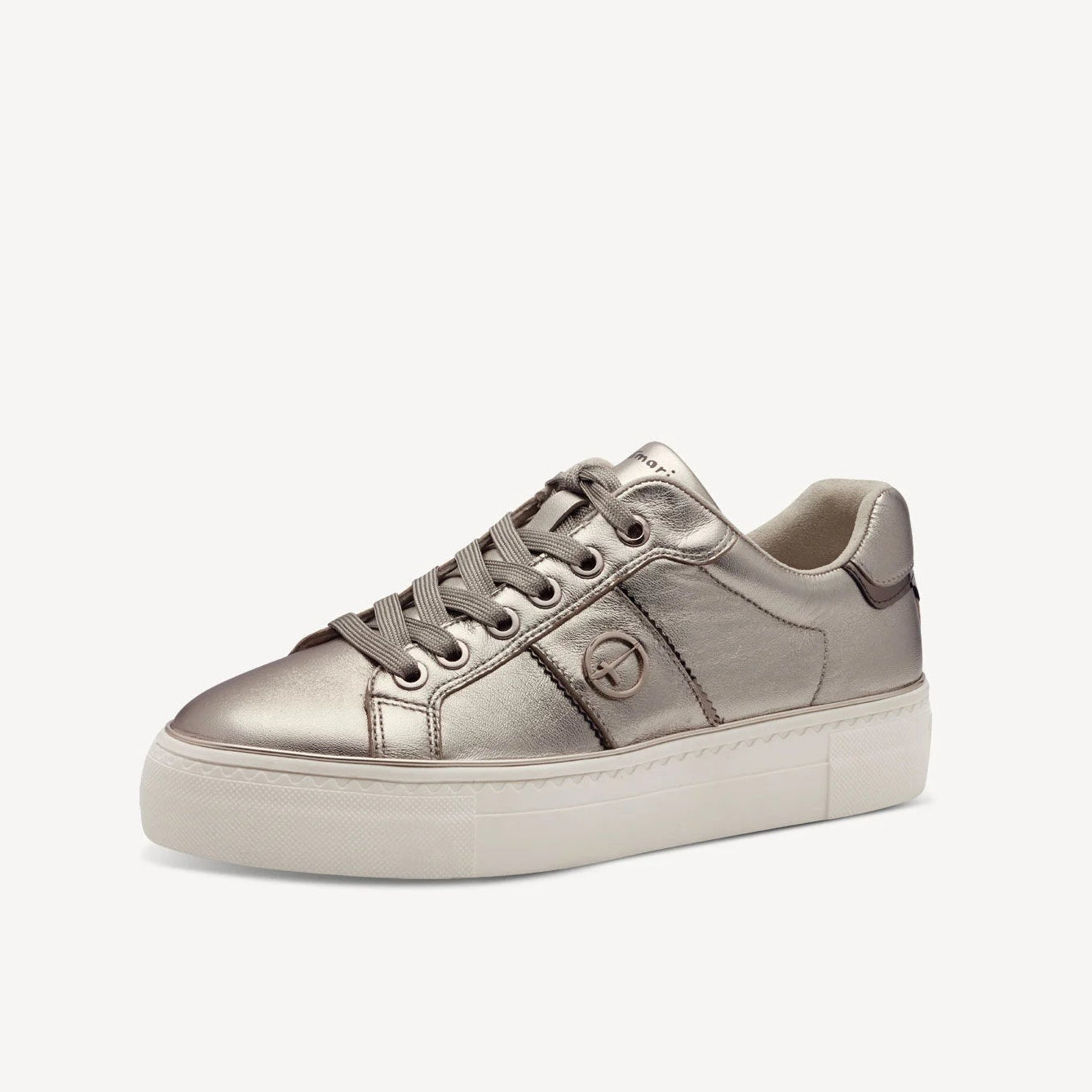 Tamaris Metallic Light Gold Lace Up Trainer
