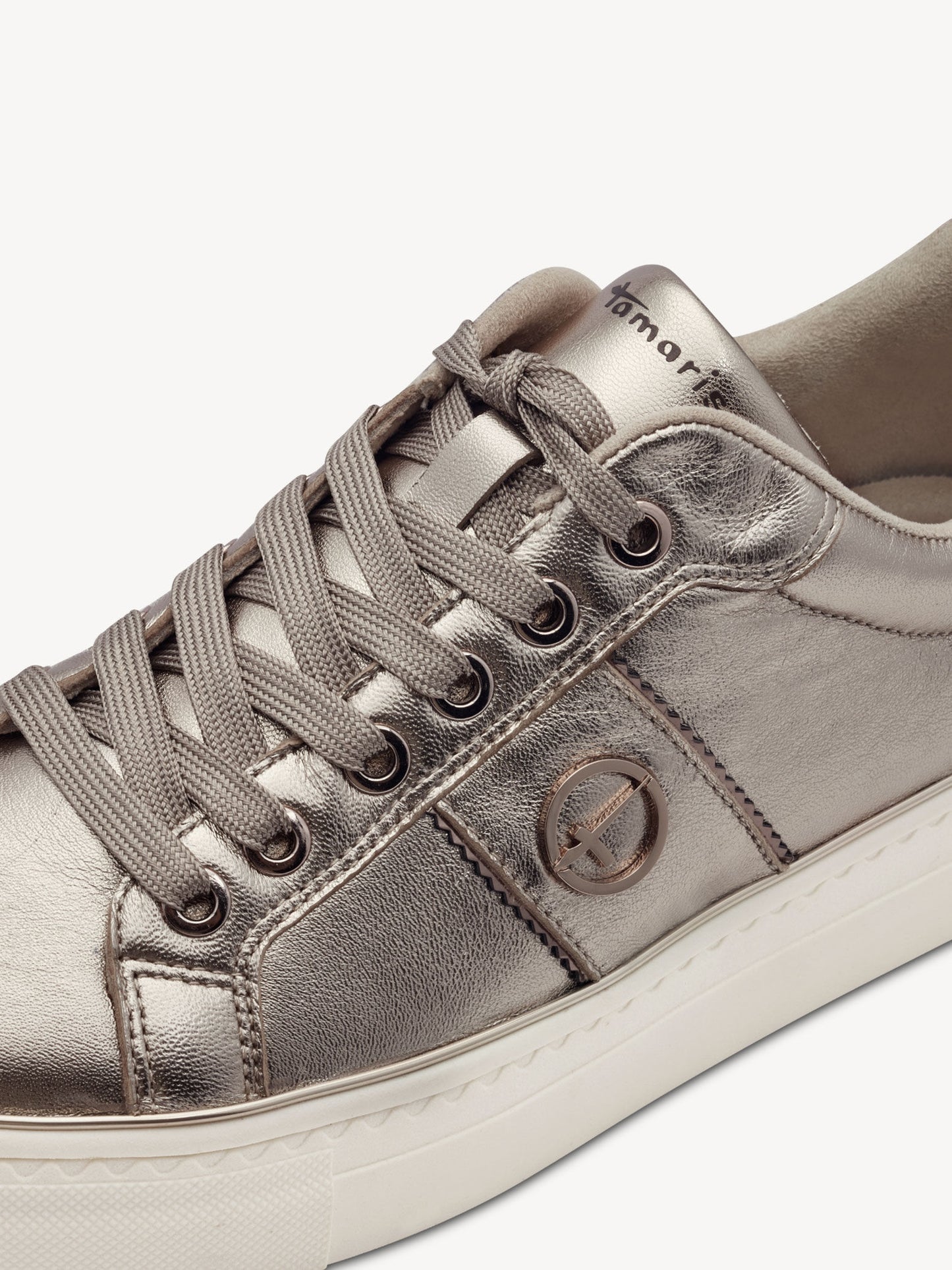 Tamaris Metallic Light Gold Lace Up Trainer