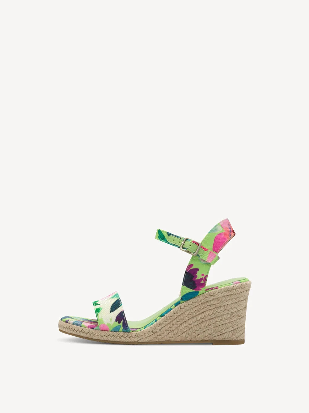 Tamaris 1-28300-42 Green floral combo wedged sandal