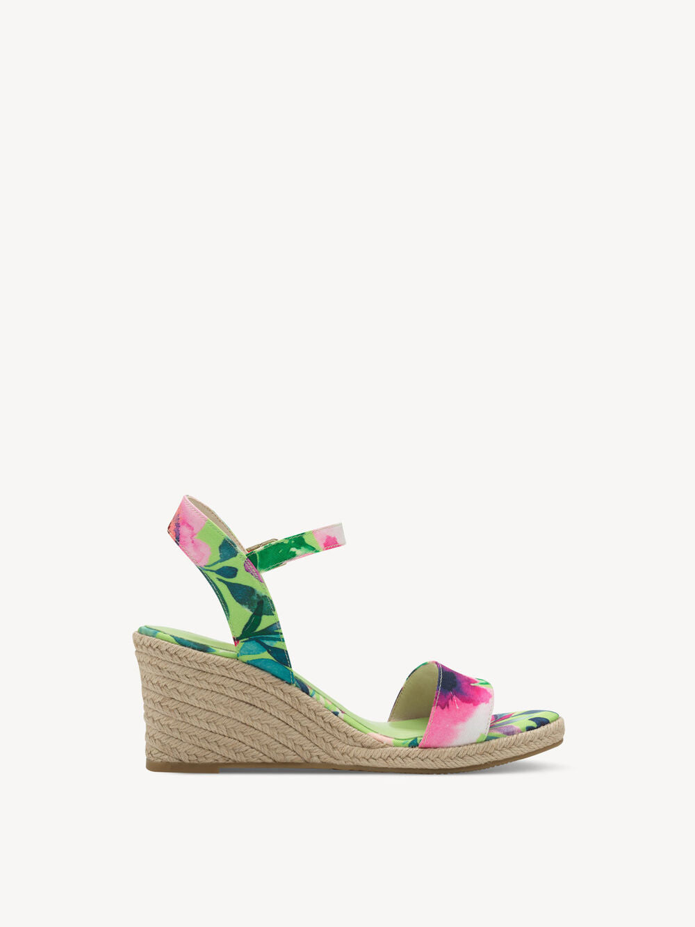 Tamaris 1-28300-42 Green floral combo wedged sandal