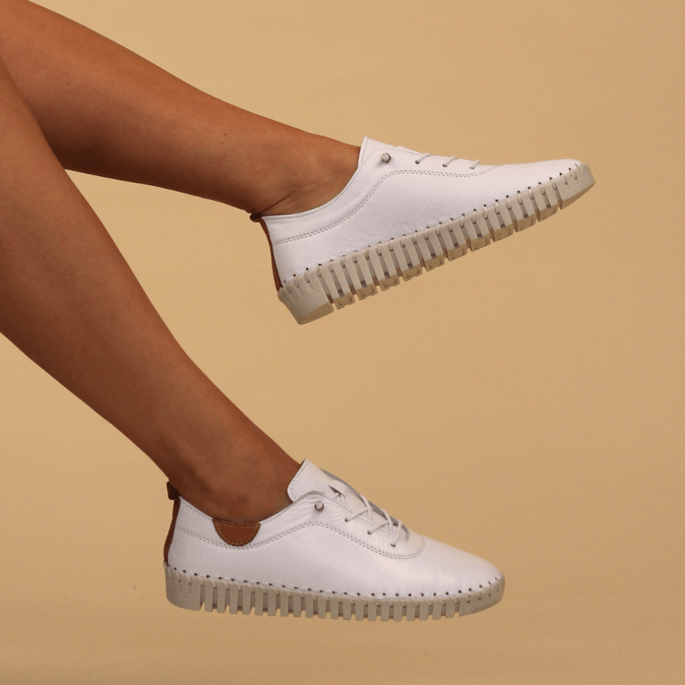 Lunar Flamborough Lea White Leather Shoe