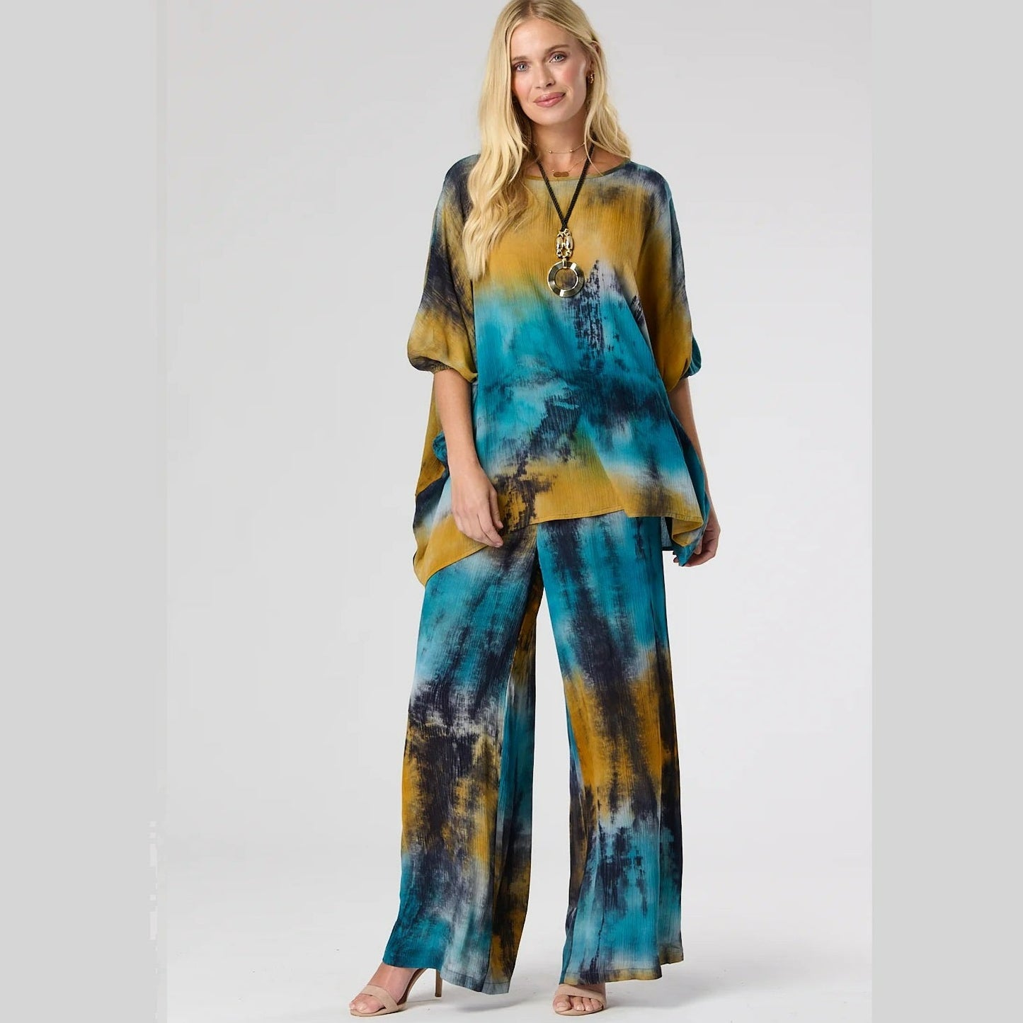 Saloos Teal Tie Dye Trouser