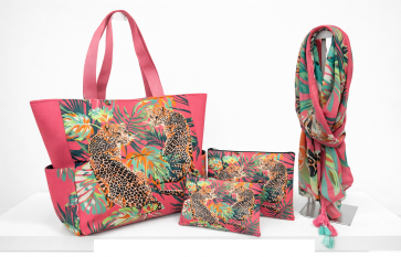 Malissa J GC21944 Summer Beach Bag, Scarf and wallet set Pink Multi