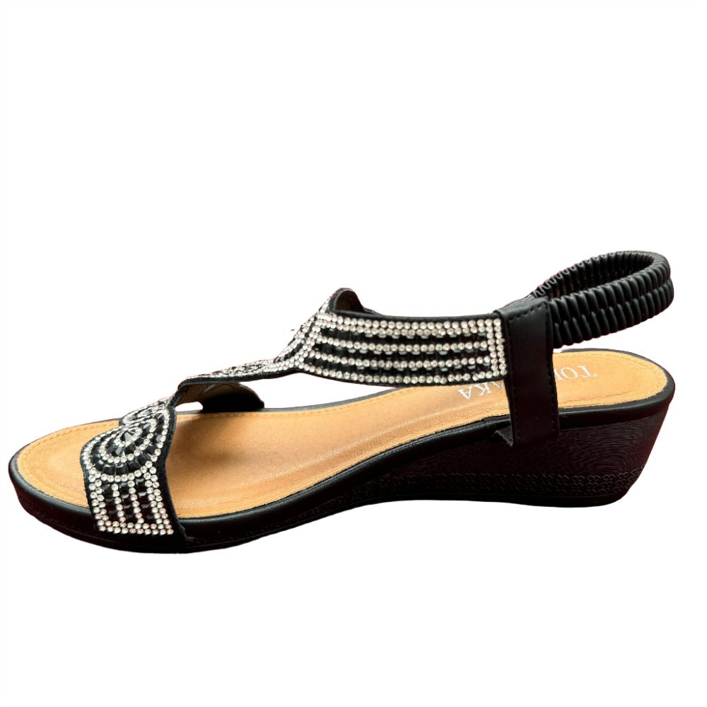 Diamante Circle Detail Slip on Wedge