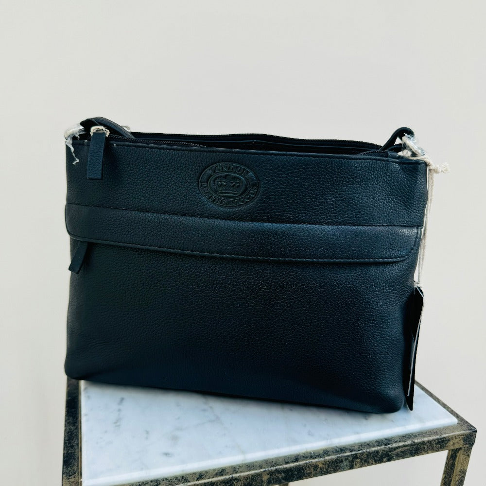 LLG Pebble Leather Twin Top Zip Handbag